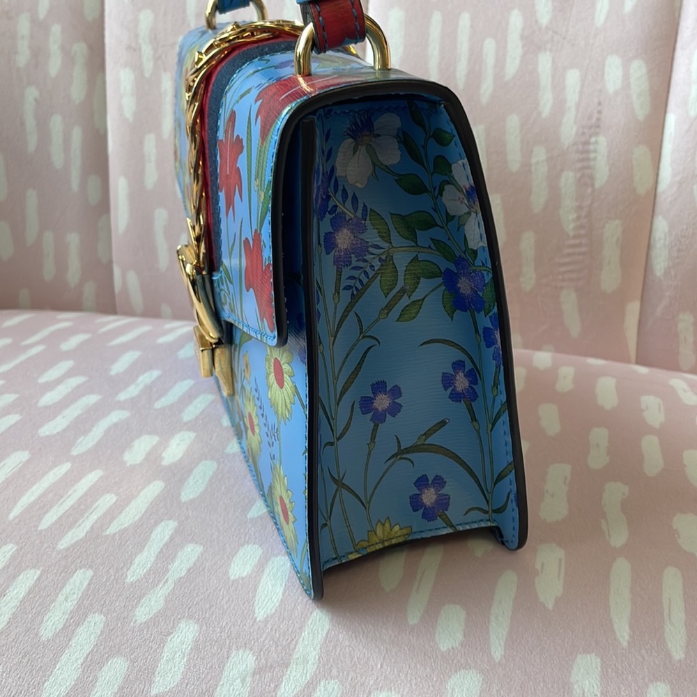 GUCCI SYLVIE RARE FLORA CALFSKIN LEATHER SHOULDER BAG EUC - Picture 5 of 15